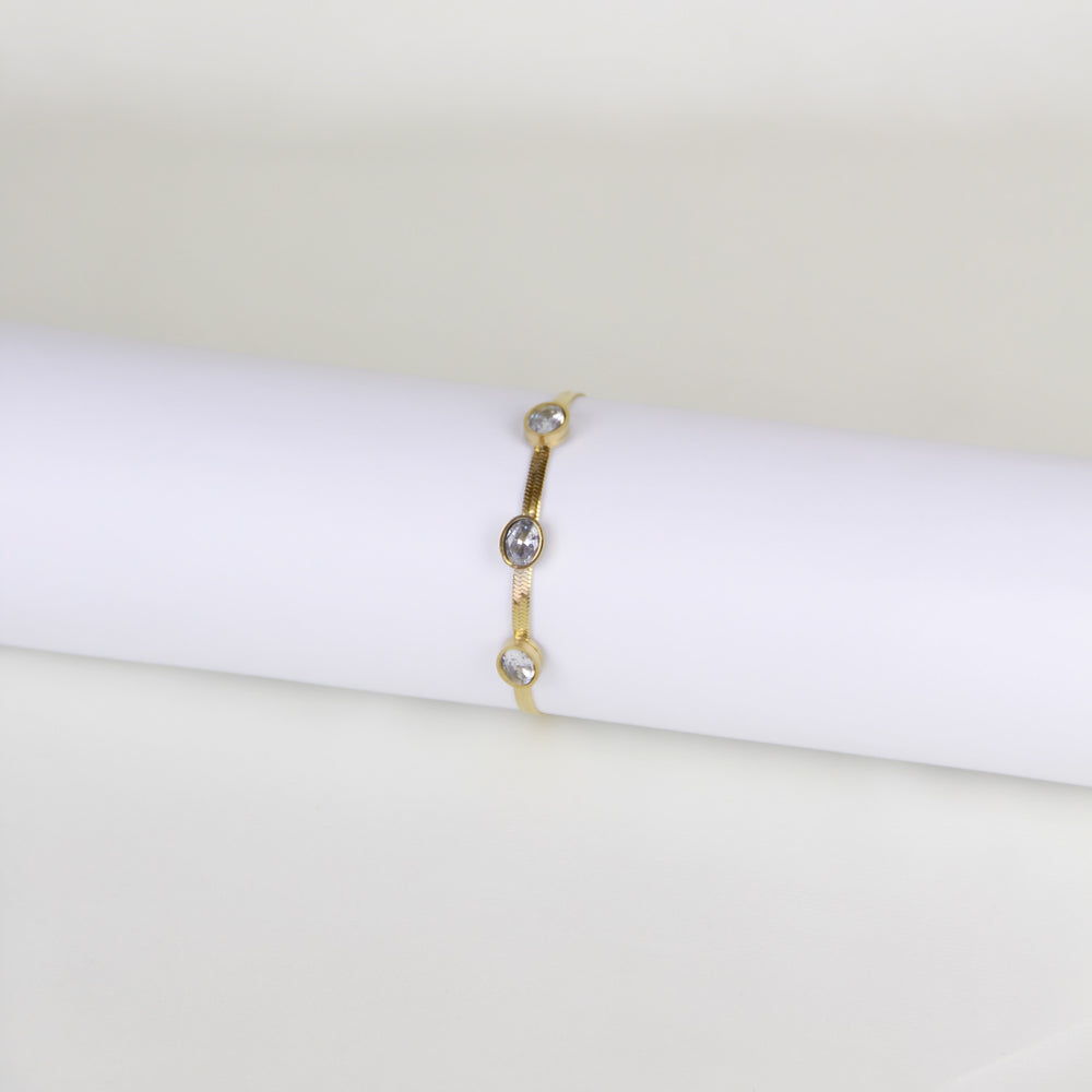 Gold Three-Stone Bracelet