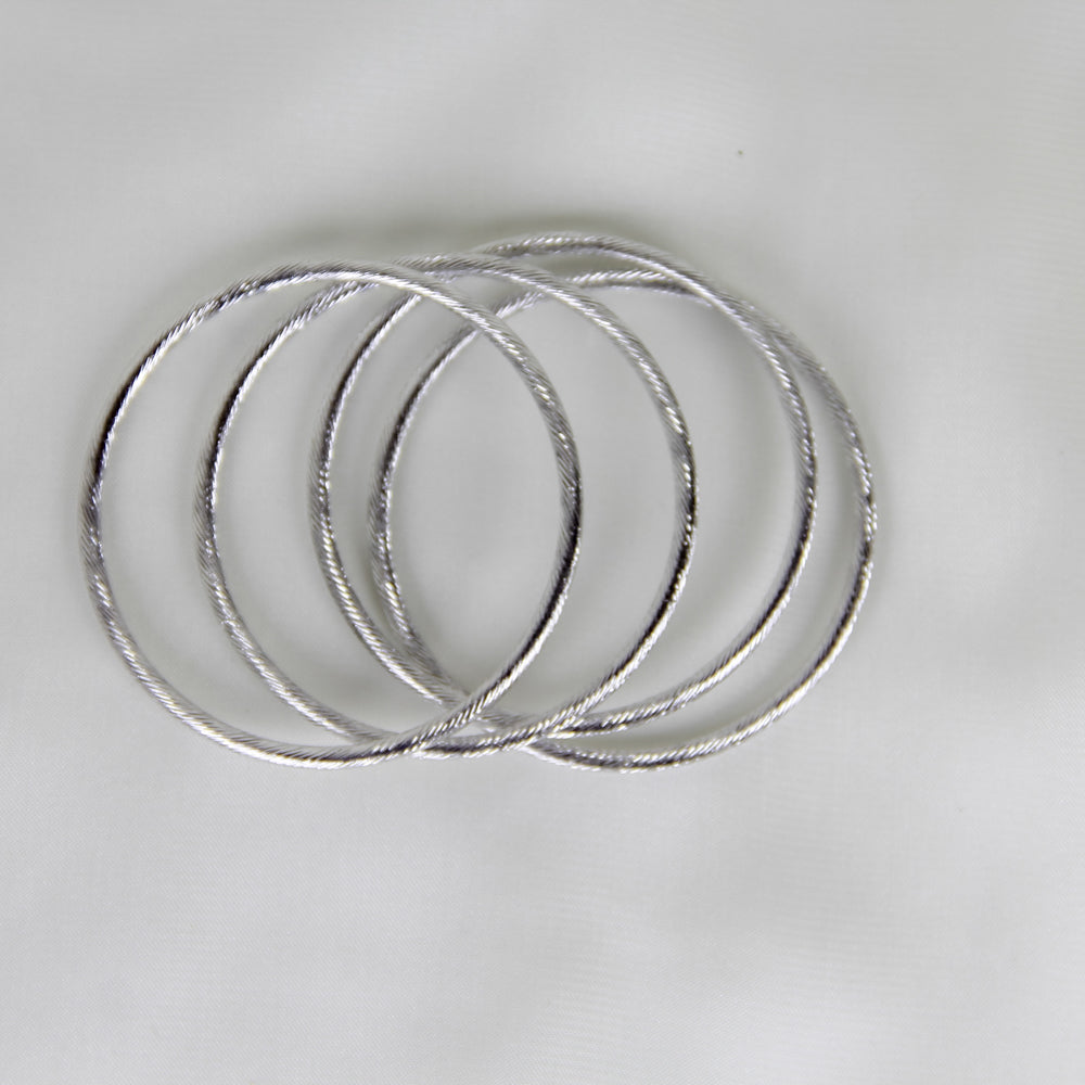 Textured Silver-Tone Bangle Set