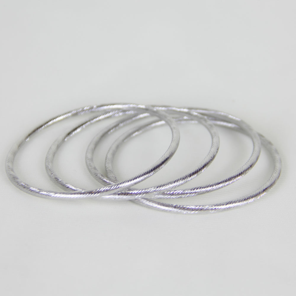 Textured Silver-Tone Bangle Set