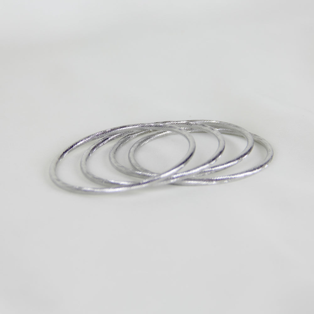 Textured Silver-Tone Bangle Set