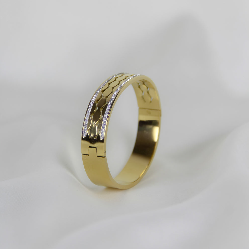 Gold Patterned Crystal Bracelet