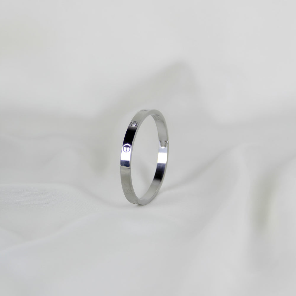 Silver-Tone Screw Bracelet