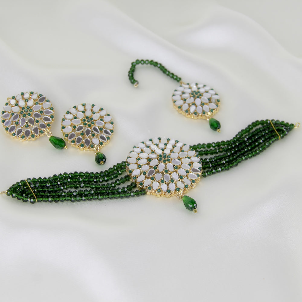 Emerald Beads Choker Set