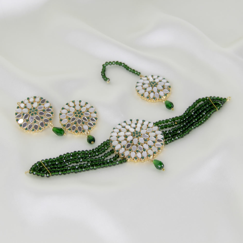 Emerald Beads Choker Set