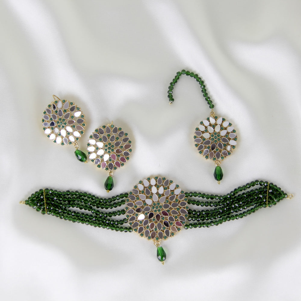 Emerald Beads Choker Set