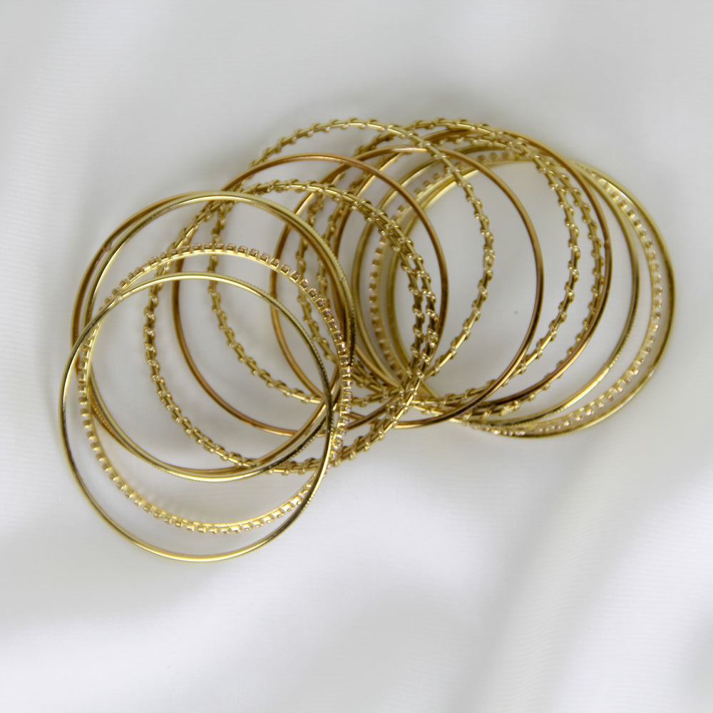 Mixed Gold-Tone Bangle Set