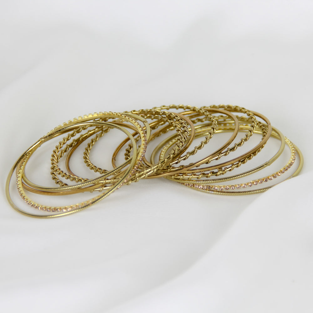 Mixed Gold-Tone Bangle Set